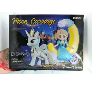 Карета с принцессой Didai лунная карета с принцессой эльзой музыкальная карета в форме луны светящейся карета