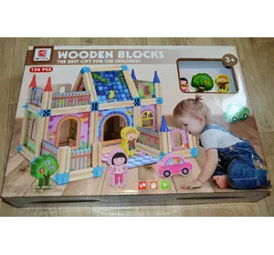 Деревянный конструктор Домик на 128 деревянных деталей конструктор для детей от 3 лет детский конструктор Деревянный конструктор Домик на 128 деревянных деталей конструктор для детей от 3 лет детский конструктор